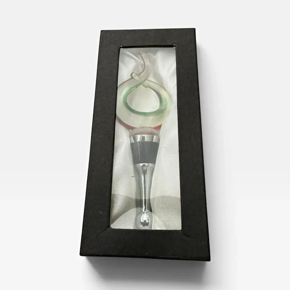 Ganz Bella Casa Decorative Art Glass & Metal Bottle Stopper Multicolor Swirl